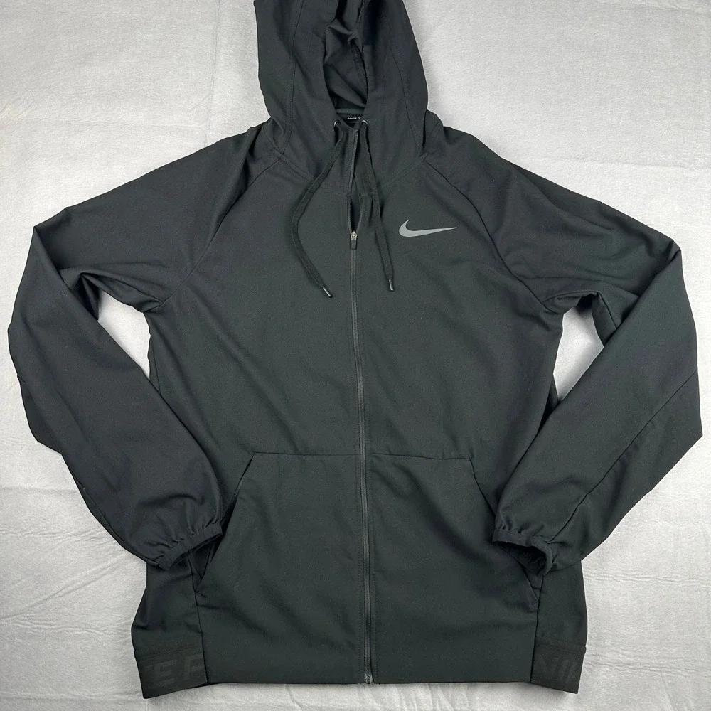 Nike Pro Dri-FIT Mens Flex Max Full Zip Training Hoodie Black CK1909-010 Medium